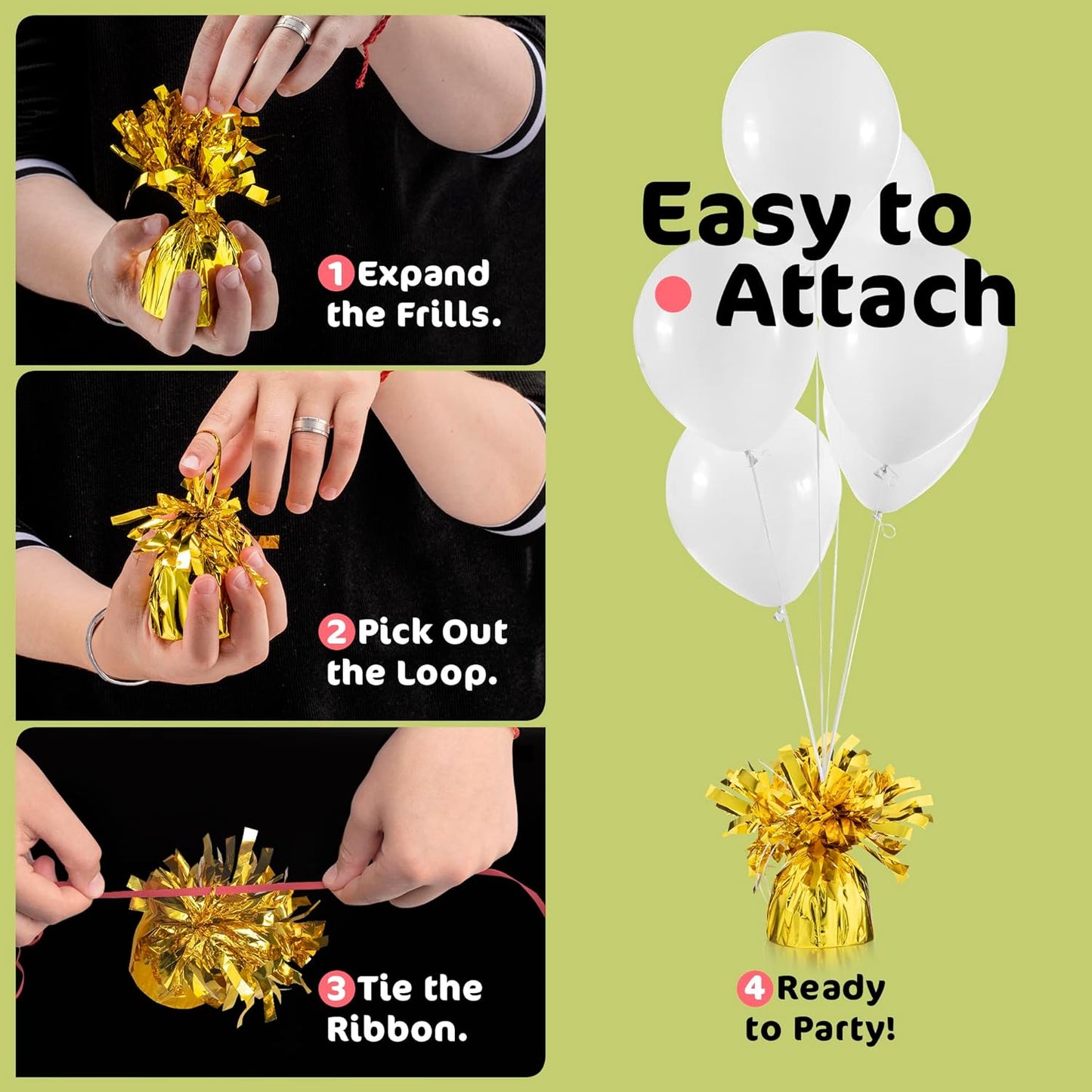 Gold Balloon Weights Bulk Pack of 72 Heavy Metallic Foil Balloon Anchor Weights for Helium Balloons, 4.8’’ Base for Balloon Bouquet Table Centerpieces & Balloon Cluster Floor Party Decorations