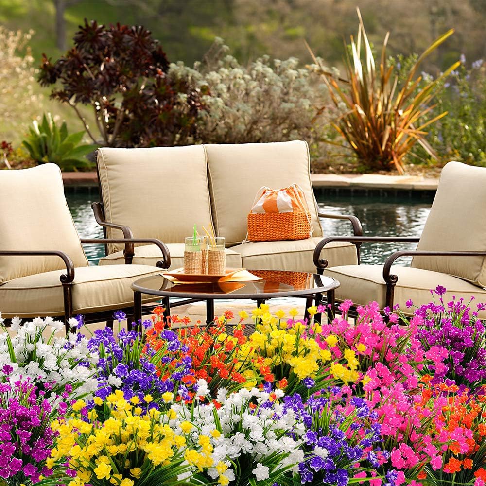 10 Bundles Artificial Daffodil Outdoors Flowers (Blue)