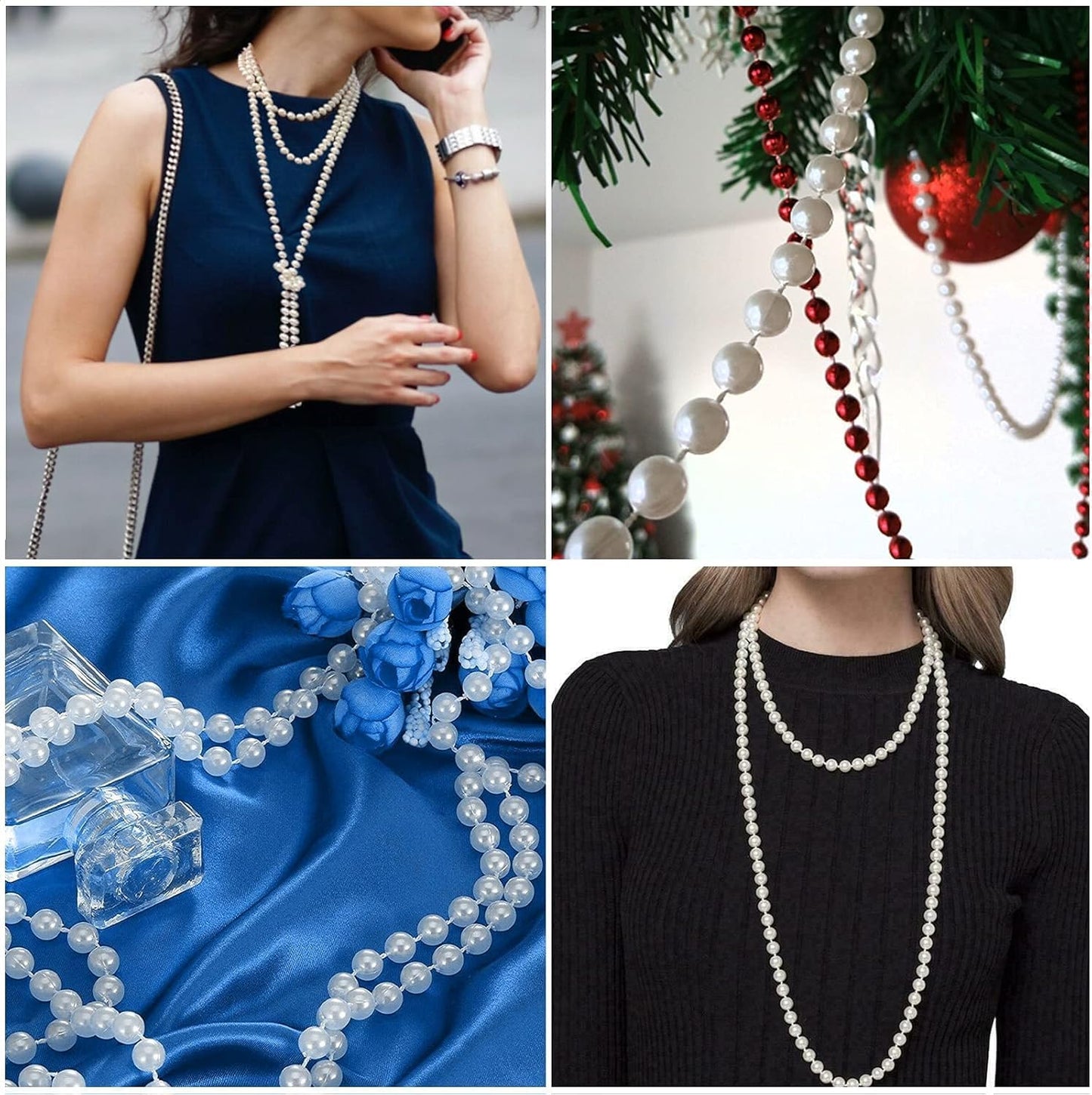 Craft String Pearls 3MM Pearl Bead, 99 Feet White Faux Pearl Garland Spool Roll Strand Wedding Party Decoration