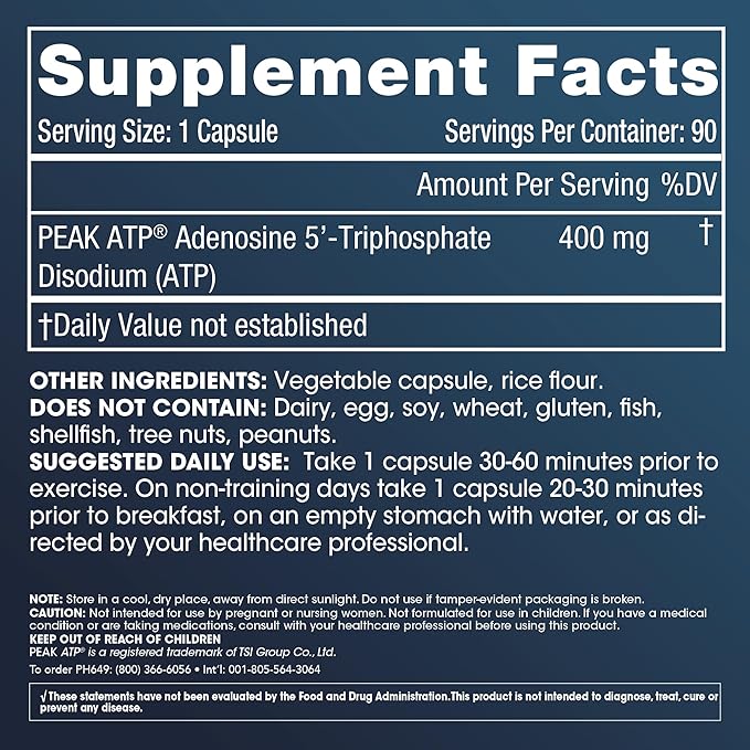 ProHealth Longevity ATP - 400 mg X 90 Servings, PeakATP Patented Pure ATP to Maintain Cellular Energy, Muscle Strength, and Cognitive Function, Supports Heart Health & Metabolic Efficiency (3 Pack)