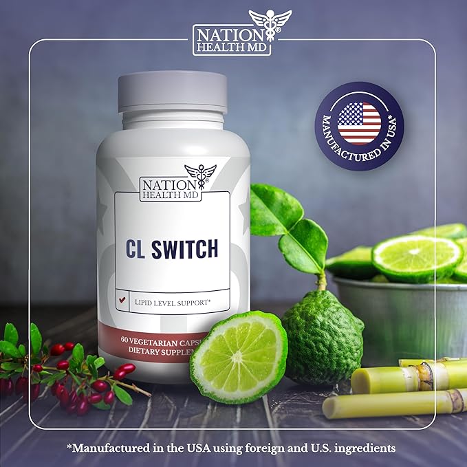 CL Switch – Heart Wellness Supplement – Supports Healthy Cholesterol Levels & Blood Pressure Already in Normal Range* – with Citrus Bergamot, Berberine, Red Yeast Rice – 60 Capsules