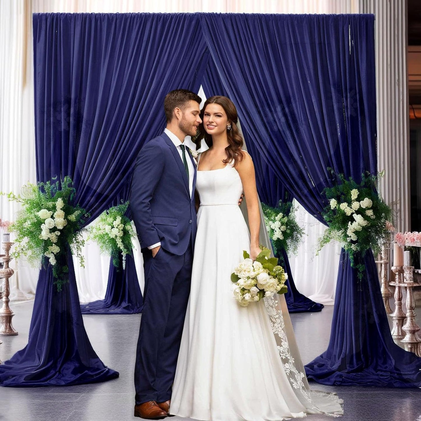 10 x 10 Feet Royal Blue Backdrop Curtain for Partie, Background Curtains for Photoshoot, Birthday, Wedding, Halloween, Thanksgiving, Christmas Day, New Year Party Decorations 5Ft x 10Ft, 2 Panels