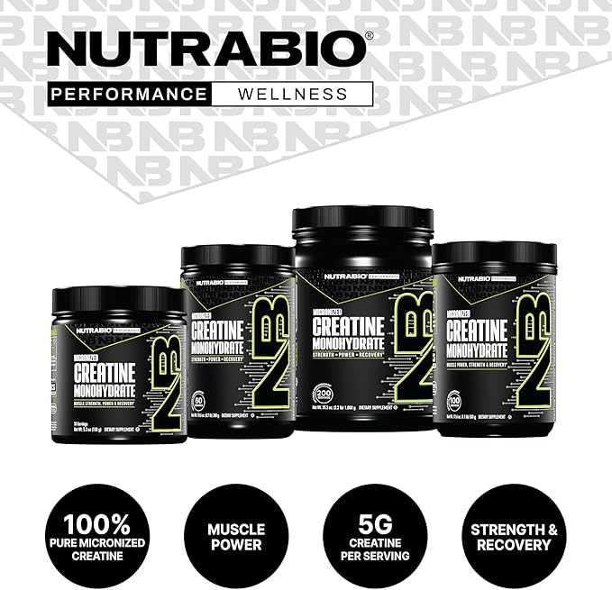 NutraBio Pure Micronized Creatine Monohydrate Powder Supplement, Unflavored, (1000 g) - Supports Bulk Muscle Energy, Recovery, and Strength - HPLC Tested Creatine Powder Supplement for Men and Women