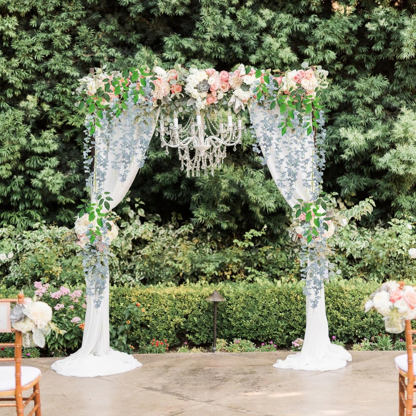 36 Pack Grey Wisteria Hanging Flowers, 3.44 Ft Fake Hanging Flowers, Artificial Wisteria Garland Vines for Wedding Room Backdrop Outdoor Patio Garden Decoration