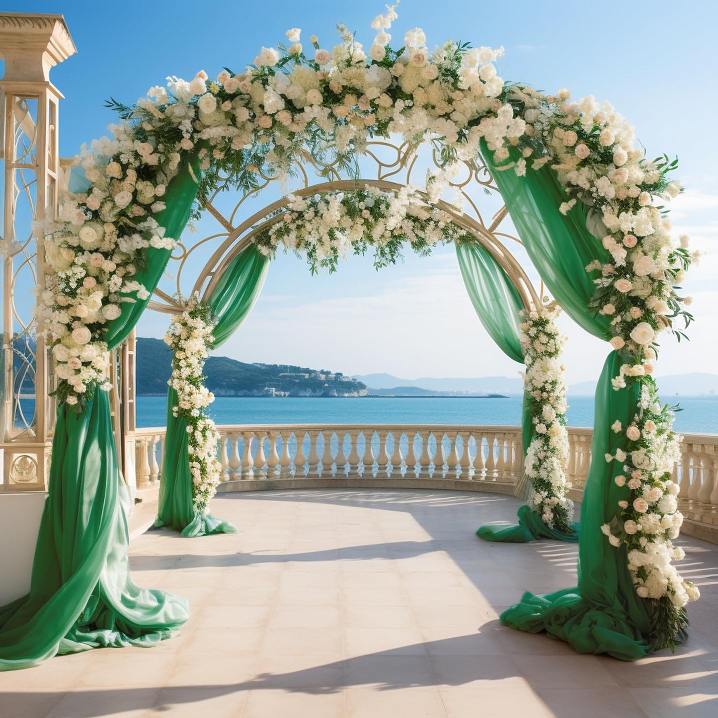 Wokceer Wedding Arch Draping Fabric 2 Panels 28.7" x 20FT Emerald Green Drapes Sheer Fabric Backdrop Arch Draping Fabric for Wedding Ceremony Birthday Party Bridal Shower Decoration