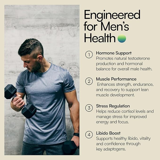 Heylo Man UP Men’s Vitality Supplement with Ashwagandha, Shilajit, Zinc, Tongkat Ali, DIM, Quercetin & BioPerine – Supports Energy, Hormone Balance & Stress – 60 Capsules
