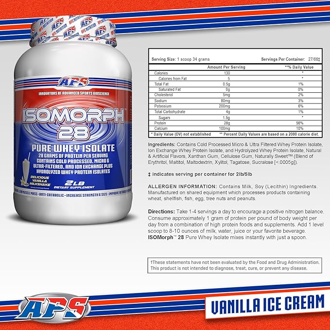 APS Nutrition Isomorph Protein Powder Supplement | Whey Protein Isolate | Ultra- Filtered | 28g Protein | Vanilla Ice Cream, 2 Pound (Pack of 1)