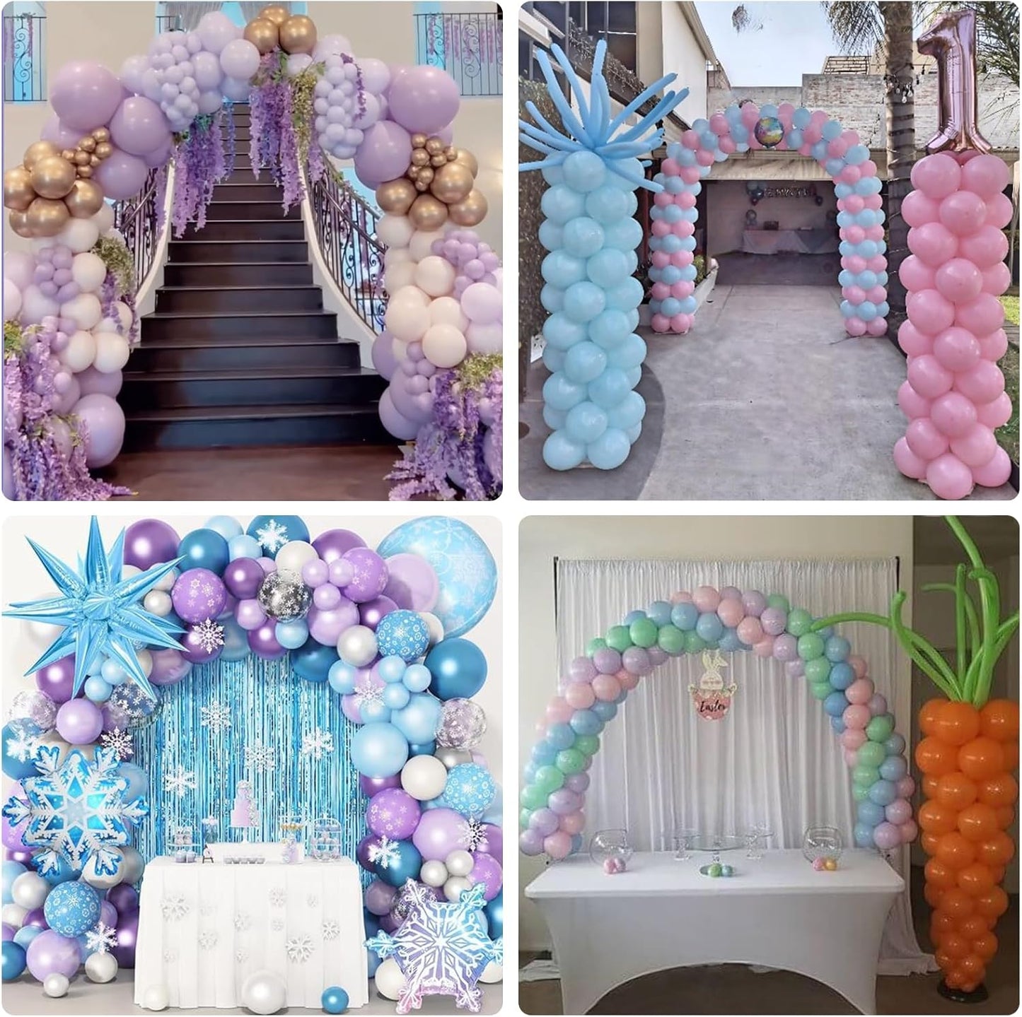 YALLOVE Balloon Clips, 150 Pack Balloon Quads for Balloon Stand, Balloon Holder for Birthday Baby Shower Party Decoration, White