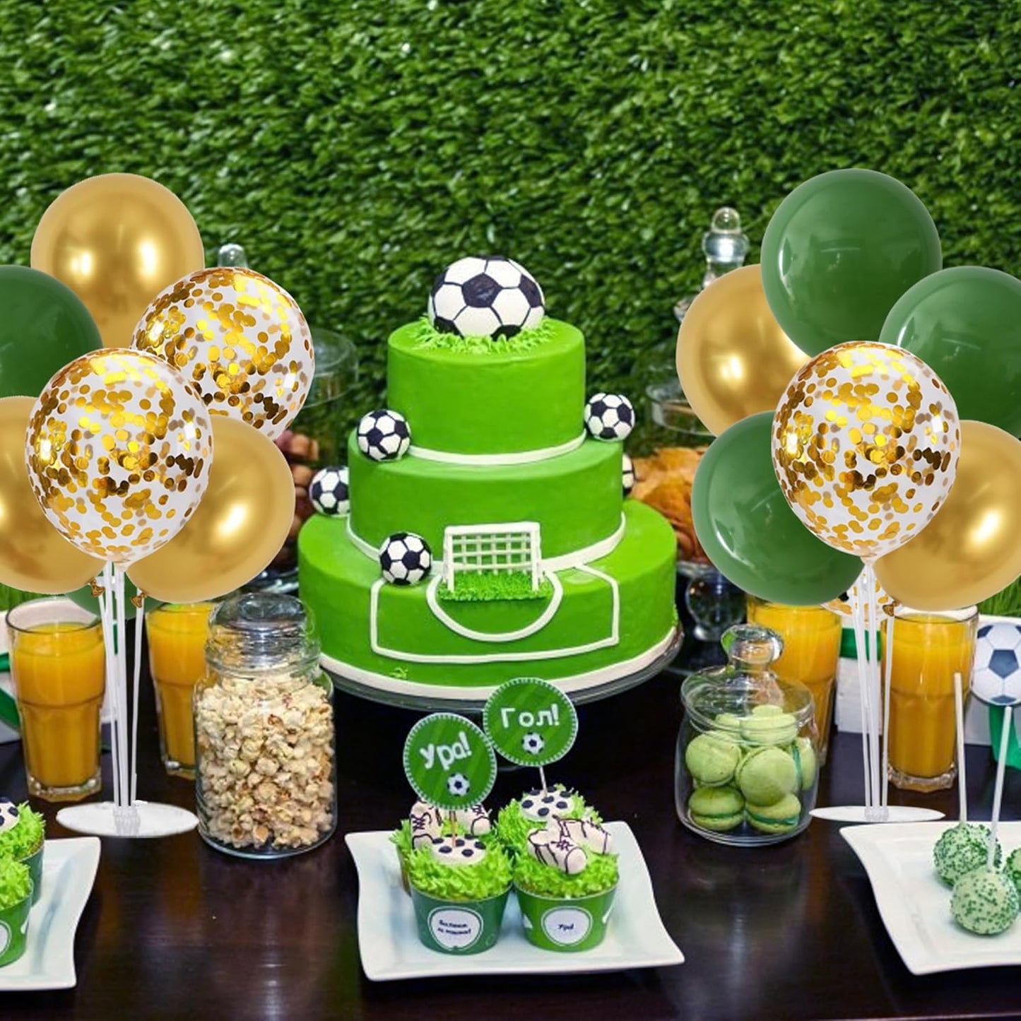 TONIFUL Sage Green and Gold Balloon Centerpieces for Table,Balloon Stand Centerpiece Table Decorations for Birthday,Baby Shower,Woodland Party Decorations Christmas (4 Set)