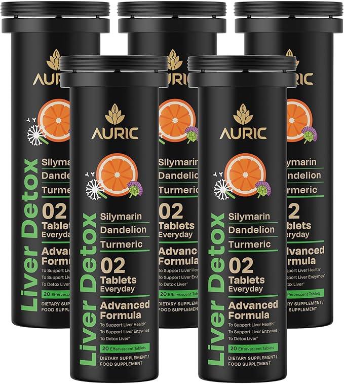 Auric Herbal Liver Support Supplement | Milk Thistle (Silymarin), Turmeric, Garlic, Ginger for Liver Health Advanced Detox & Cleansing Formula for Active Liver | 100 Tablets | Plant Based Gluten-Free