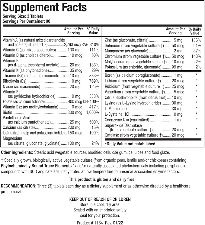 Biotics Research Bio Multi Plus Iron and Copper Free Multivitamin, Chelated Minerals, Emulsified Fat Soluble Vitamins, Iron Free, Copper Free, High antioxidants, SOD, Catalase 270 Count