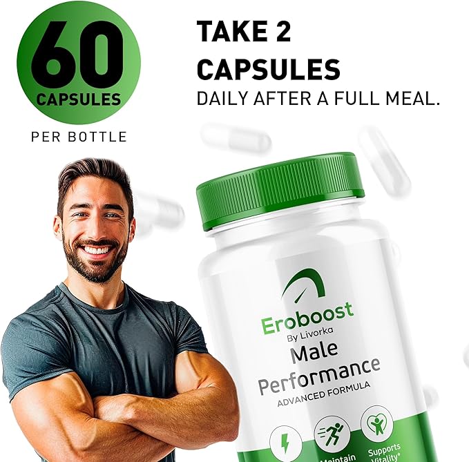 Eroboost Supplement for Men – Male Performance Advanced Formula, 120 Capsules for 2 Month, Pack of 2