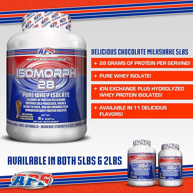 APS Nutrition Isomorph 28 Protein Powder | Pure Whey Isolate | Cold Pressed, Ultra- Filtered, & Ion Exchange Isolates | 28g Protein | 5 Pound (Chocolate Milkshake)