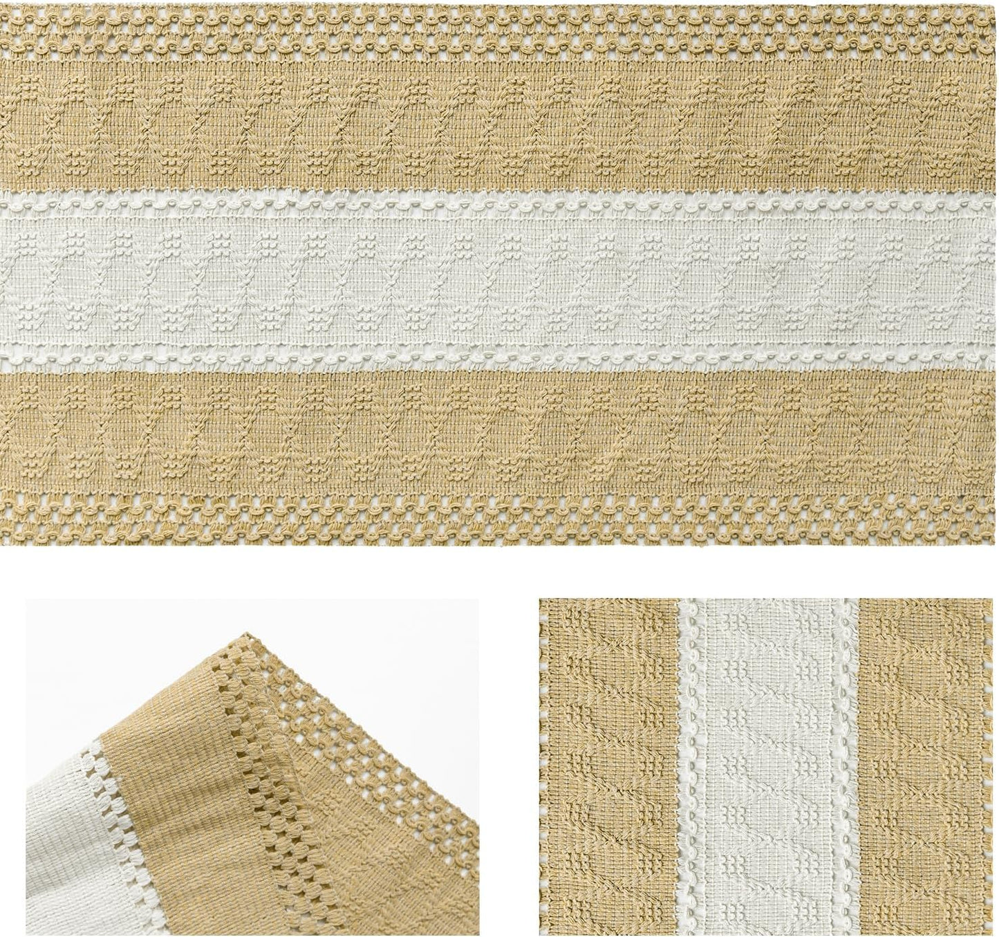 Artoid Mode Burlap Brown Farmhouse Rustic Table Runner, Seasonal Hollow Kitchen Dining Table Decoration for Home Party Decor 12x36 Inch