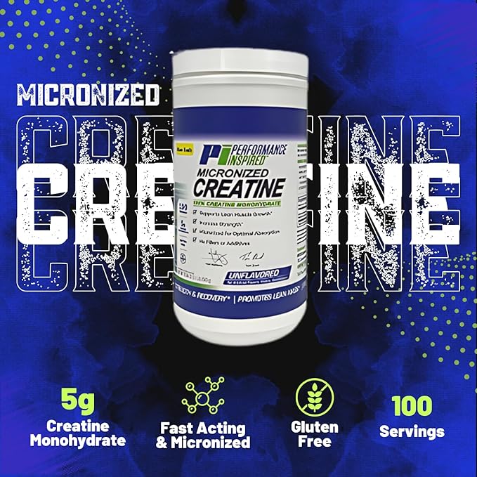 Performance Inspired Nutrition Micronized Creatine Monohydrate – 100% Pure, Unflavored, No Fillers – Supports Muscle Growth & Recovery – 1.1 lb