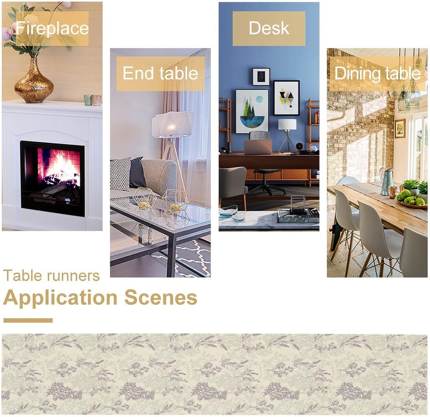 Purple Lavender Table Runner Vintage Watercolor Modern Kitchen Restaurant Decoration Suitable for Indoor and Outdoor Wedding Party Banquet Table Runner 13x36 Inch