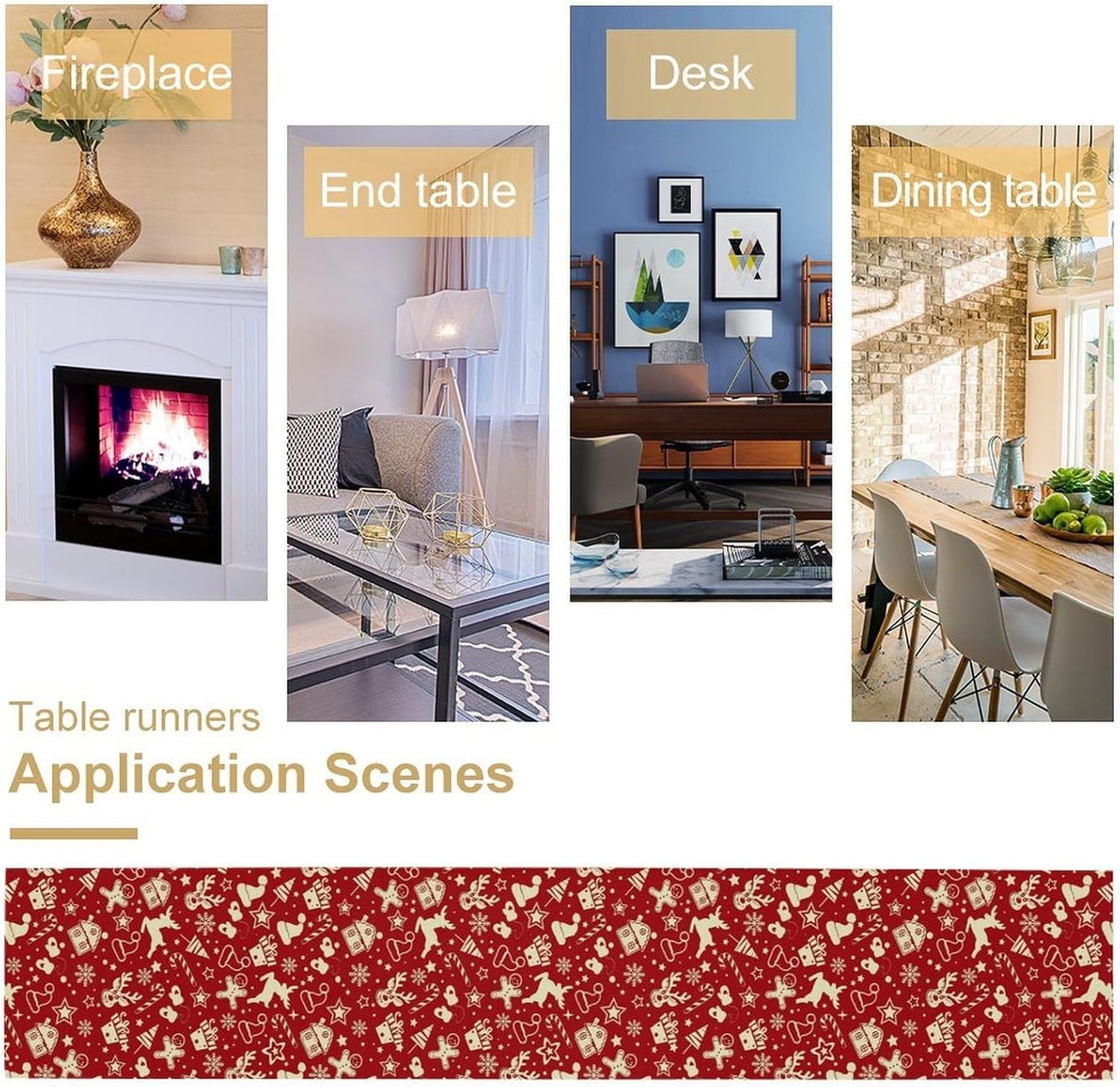 Christmas Table Runner,Seasonal Winter Deer Table Decoration Snowflake Table Cloth Kitchen Dining Table Decoration for Home Party Decor 13x108 Inch