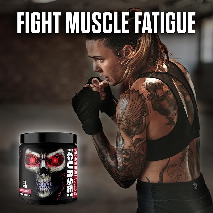 JNX SPORTS The Curse! Pre Workout Powder for Men & Women, Caffeine, Beta-Alanine, Creatine, L-Citrulline, 30 Servings, Cherry Limeade Flavor – Boost Energy, Strength & Focus