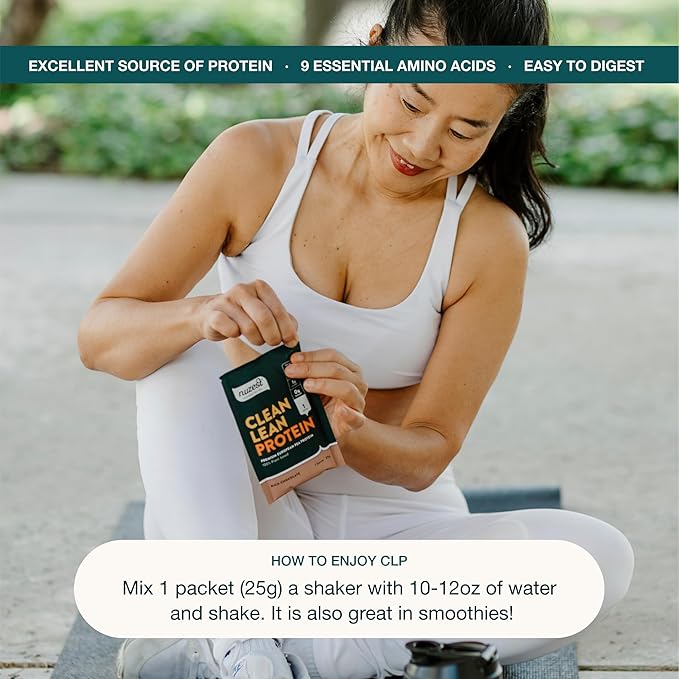 Nuzest - Pea Protein Powder - Clean Lean Protein, Premium Vegan Plant Based Protein Powder, Dairy Free, Gluten Free, GMO Free, Protein Shake, Rich Chocolate, 0.9 oz, (Pack of 10)