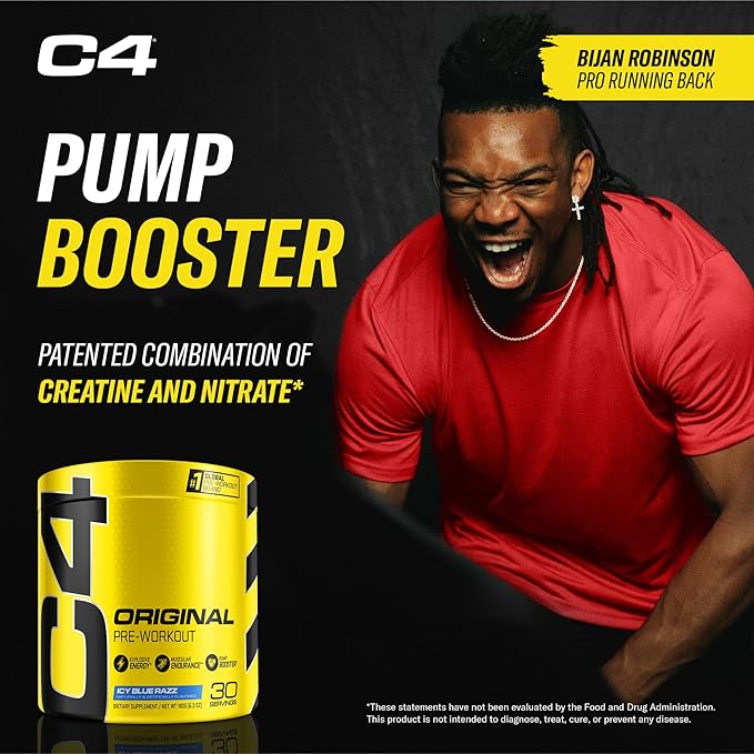 Cellucor C4 Original Pre Workout Powder ICY Blue Razz | Vitamin C for Immune Support | Sugar Free Preworkout Energy for Men & Women | 150mg Caffeine + Beta Alanine + Creatine | 30 Servings