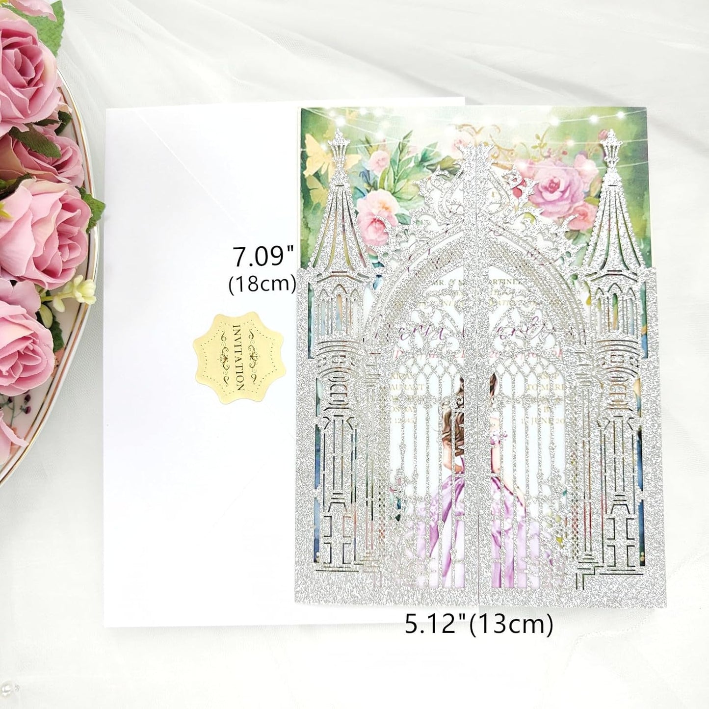 20PCS Laser Cut Wedding Invitations,Wedding Invitation Card Pocket,Quince Invites,Sweet 16 Invitations,Quinceanera Invitations,Laser Cut Invitations For All Occasions