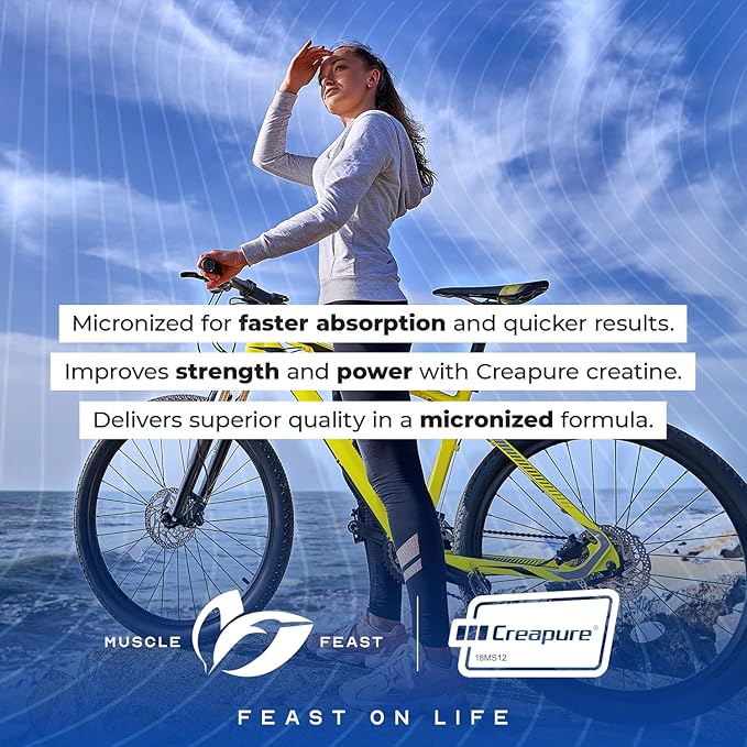 Muscle Feast Creapure - Micronized Creatine Monohydrate Powder | Premium Pre-Workout or Post-Workout | Flavored Creatine for Women & Men | Easy to Mix, Gluten-Free, Safe and Pure, (Watermelon, 250g)
