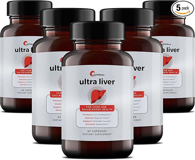 Ultra Liver Supplement for Liver Support and Gallbladder Support - Powered by TMG, NAC Milk Thistle, and More - Liver Cleanse Detox & Repair - 60 Capsules - 5 Pack