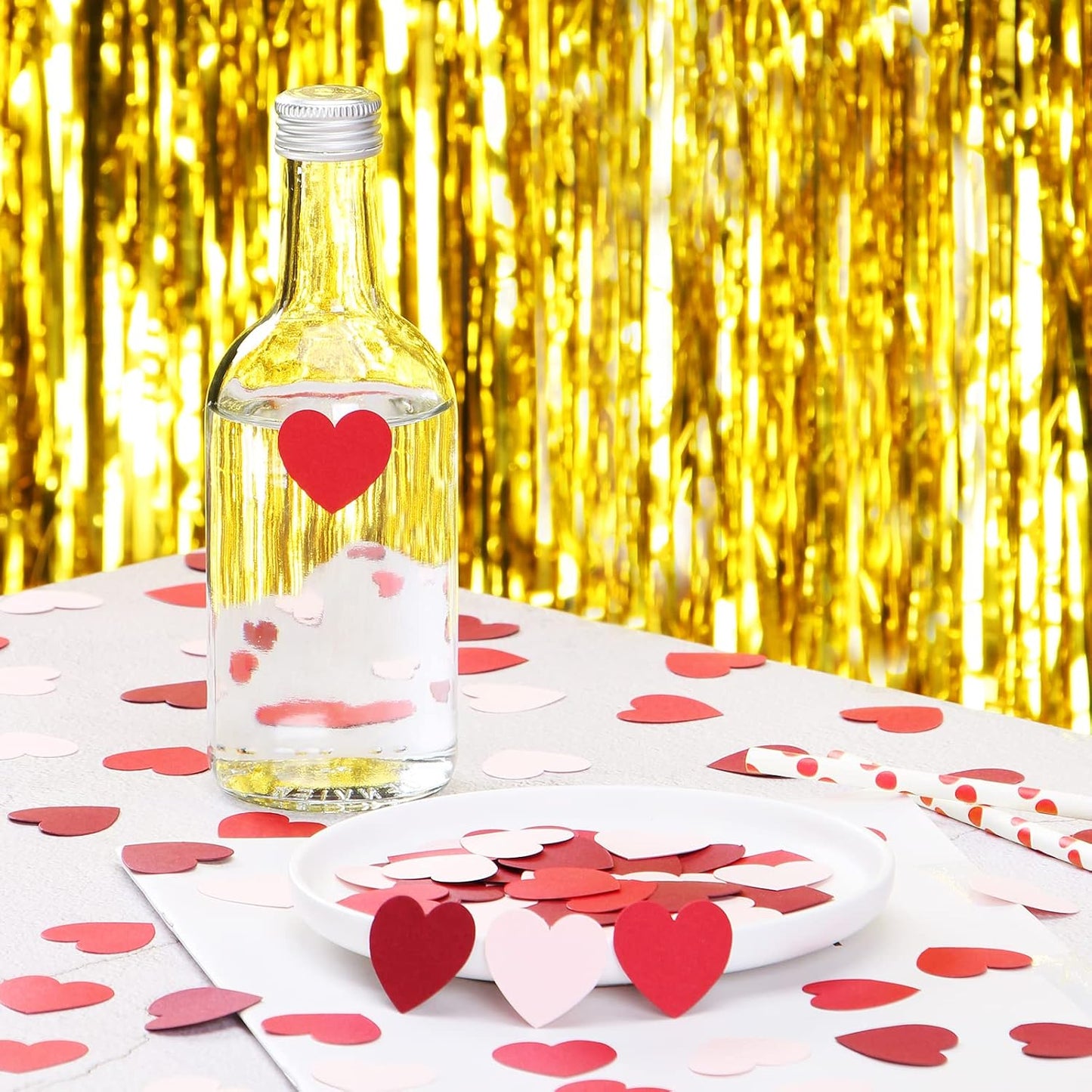 Pink Red Burgundy 300Pcs Paper Heart Confetti Table Decorations Engagement Mother's Day Wedding Anniversary Romantic Bridal Shower Birthday Party Valentine Galentines Day Decor HongTongTong