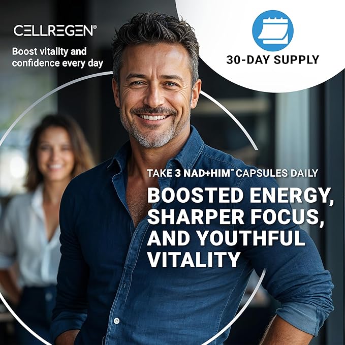 NAD HIM NAD Supplement Nicotinamide Riboside Wellness Formula, Help Restore NAD Levels, Support Testosterone Levels, NAD Supplement for Men, Non-GMO Gluten-Free, 90 Capsules