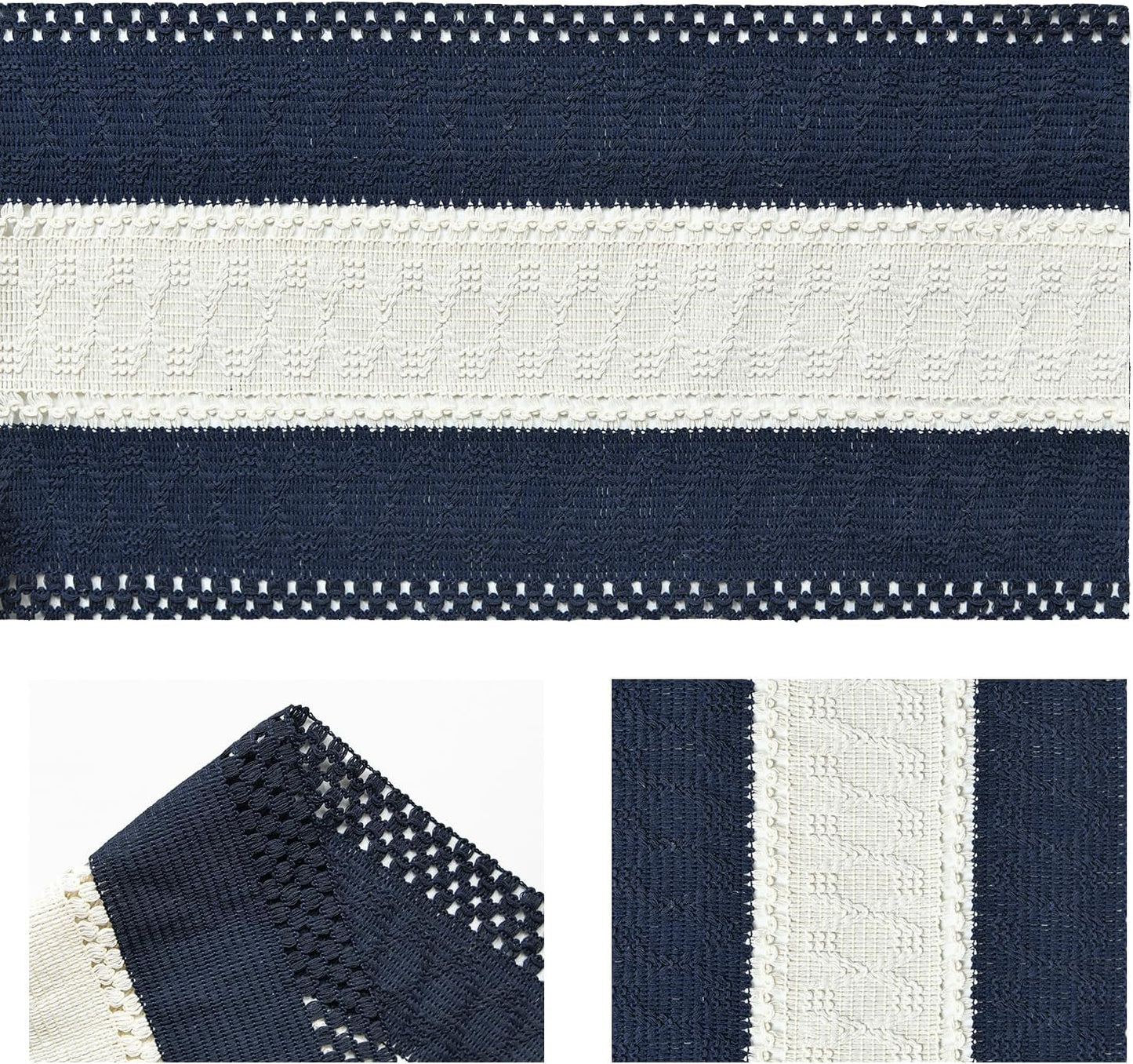 Artoid Mode Dark Blue Farmhouse Rustic Table Runner, Seasonal Hollow Kitchen Dining Table Decoration for Home Party Decor 12x48 Inch