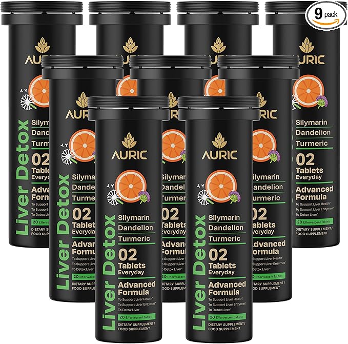 Auric Herbal Liver Support Supplement | Milk Thistle (Silymarin), Turmeric, Garlic, Ginger for Liver Health | Advanced Detox & Cleansing Formula for Active Liver|180 Tablets | Plant Based Gluten-Free
