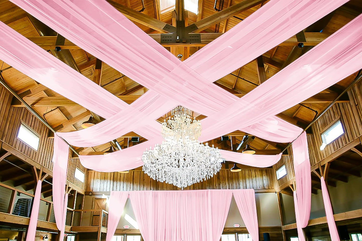 6 Panels Pink Ceiling Drapes for Wedding 5ftx15ft Ceiling Drapes Wedding Arch Draping Fabric Cheesecloth Sheer Curtain Romantic Ceiling Decorations for Weddings Party Banquet Ceremony Stage