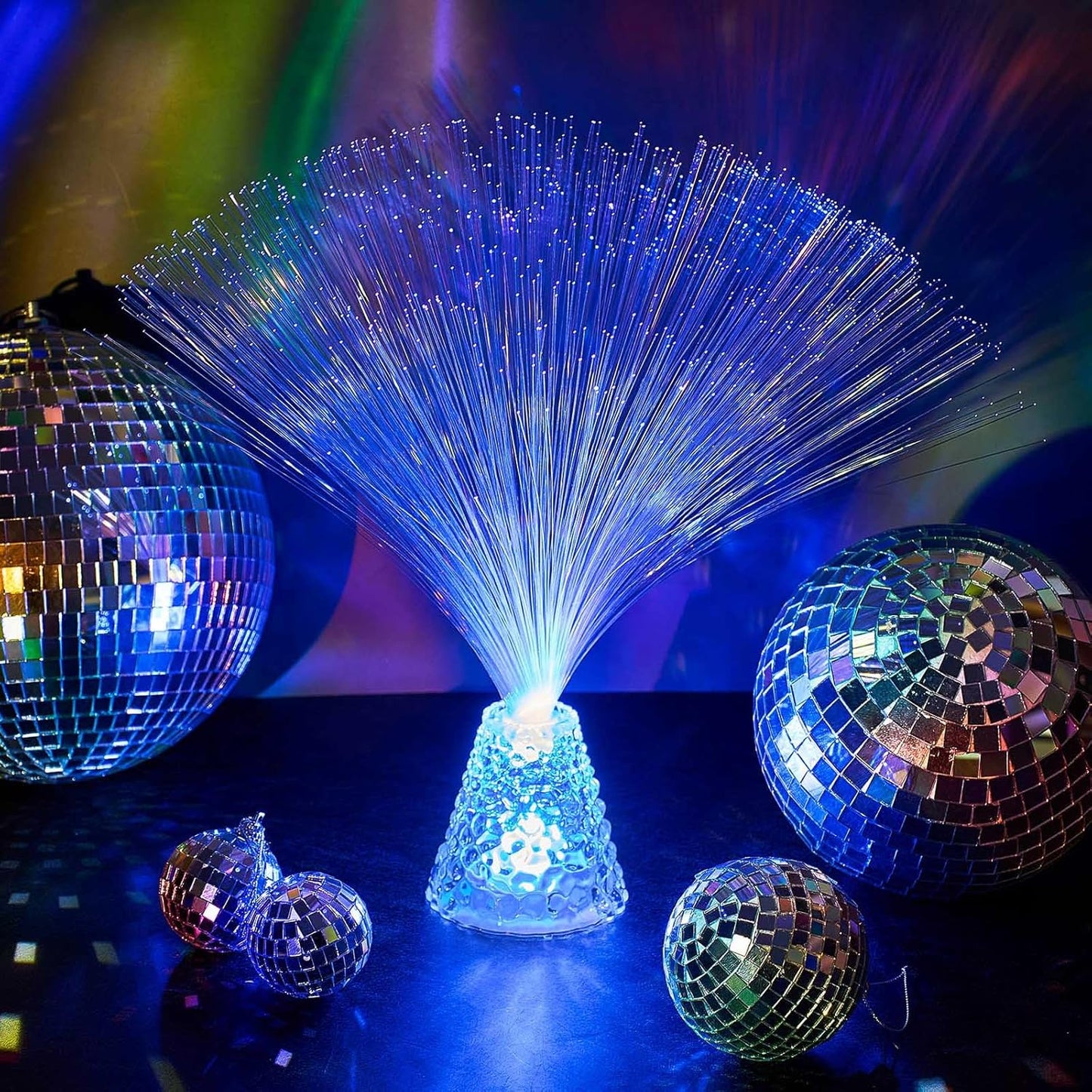 Patelai 10 Pcs LED Fiber Optic Lamp Color Changing Fiber Optic Night Light with Multicolor Glow Decorative Table Centerpiece for Sensory Bedroom Halloween Party Holiday Decorations (Crystal,Blue)