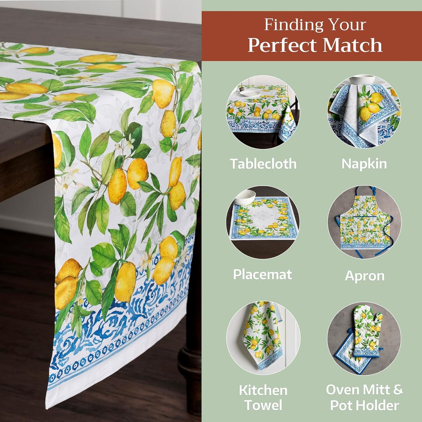 Maison d' Hermine Table Runner 100% Cotton Double Layer Table Runners 108 inches Long Decorative for Home Kitchen Dining Party Baby Shower Wedding Bridal Shower Spring Summer (Cedrat, 14.50" x 108")