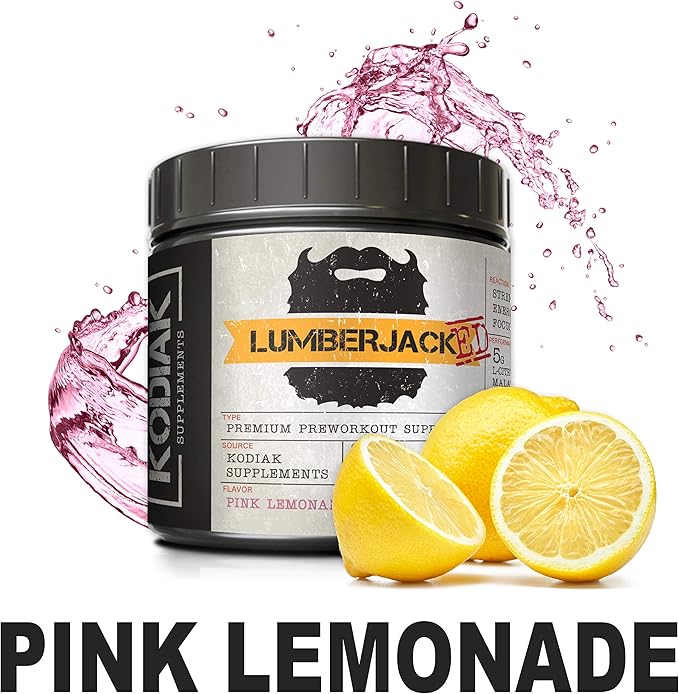 LUMBERJACKED Pre Workout Supplement with CarnoSyn 30 Servings - Better Pumps, Strength, Energy, and Focus - No Crash (Pink Lemonade)