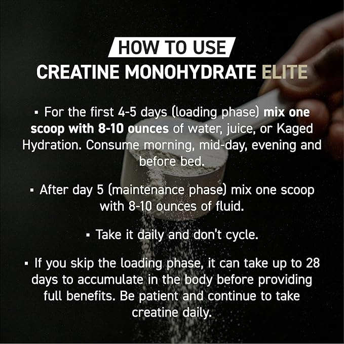 Kaged Creatine Monohydrate Elite Powder | Unflavored | Muscle Building & Recovery | MAXCatalyst for High Absorbtion | Vegan, Gluten Free, Easily Digestible | Supplements for Men & Women | 60 Servings