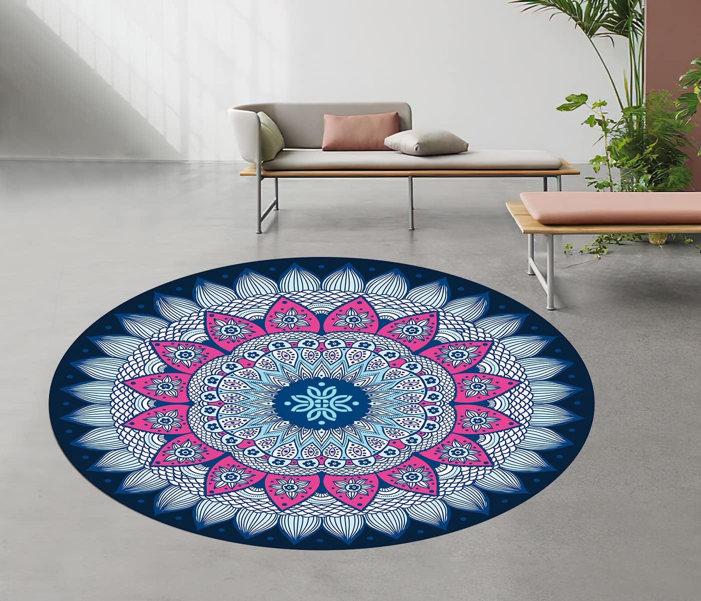 Pilates Mat Round Oversize Yoga Mat Suede Rubber Non-Slip Dia 140cm Exercise Mat Meditation Mat Workout Mat for Home Outdoor