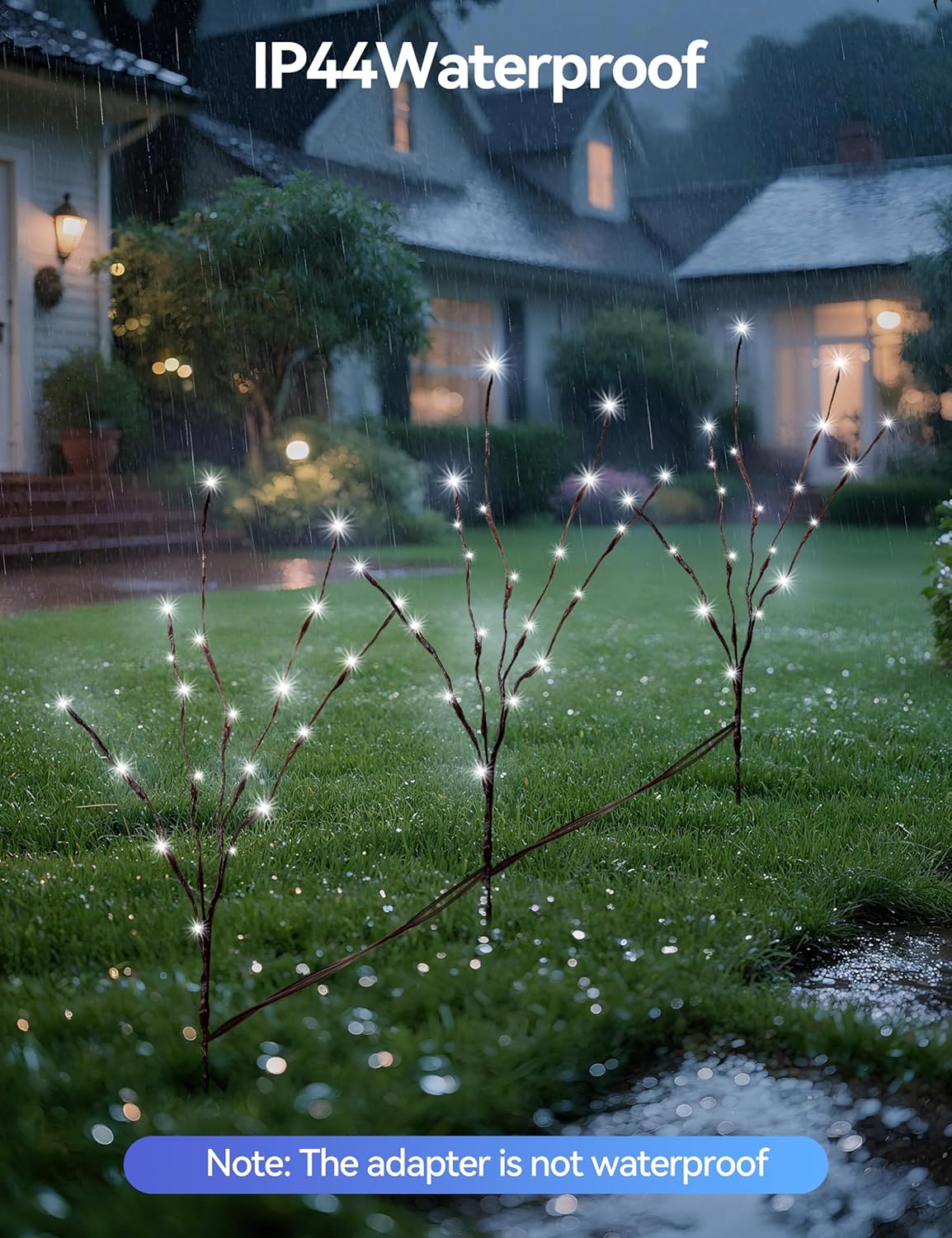 Lighted Branches for Vases Plug in - 6 Pack 24Inch 60 LED Christmas DIY Twig Pathway Lights, Artificial Tree Bendable Xmas Fairy Lights with Stakes for Outdoor Indoor Party Decoration, Pure White