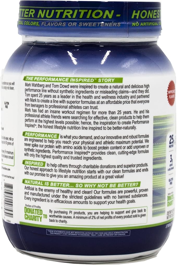 Performance Inspired Nutrition Isolate Whey Protein Powder - All Natural - 25G - Fast Absorbing & Clean - Added L-Glutamine - Contains BCAAs - Vanilla - 2lbs