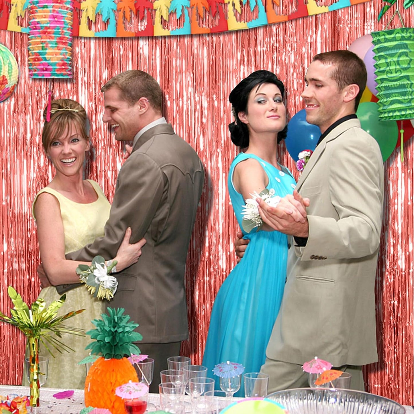 20 Pack Rose Gold Fringe Curtain Backdrop Birthday Bachelorette Party Decorations Metallic Tinsel Streamers Foil Backdrop Christmas Graduation Wedding New Year Party Decorations