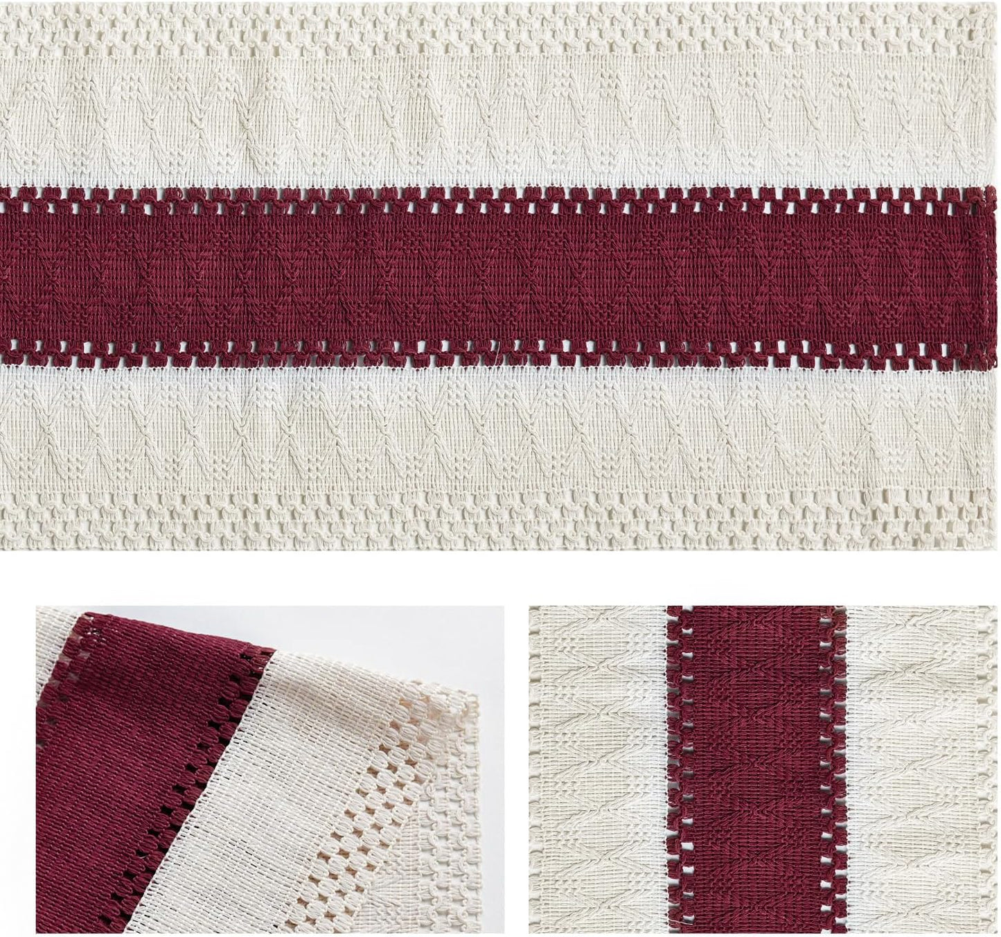 Artoid Mode Red Farmhouse Rustic Table Runner, Seasonal Holiday Hollow Kitchen Dining Table Decoration for Home Party Decor 12x120 Inch