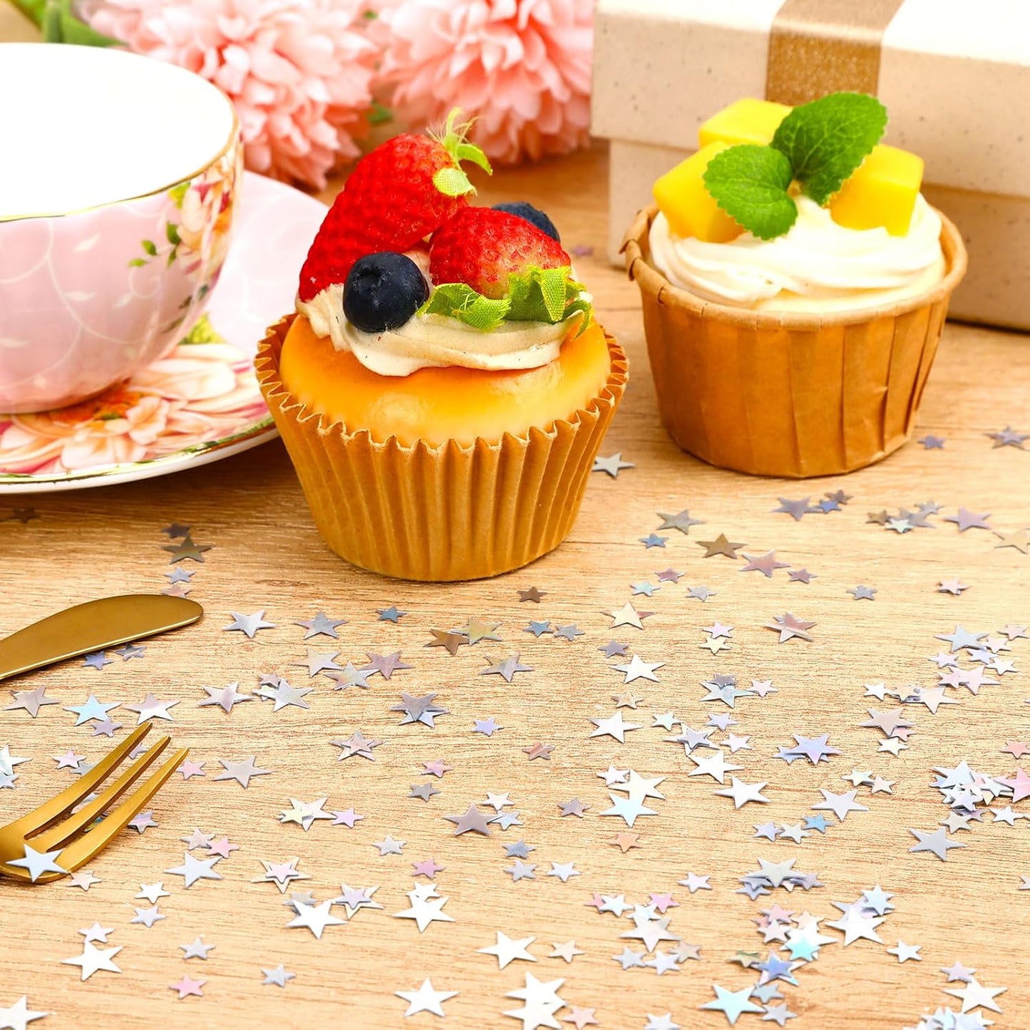 MARFOREVER Holographic Star Confetti, Glitter Star Confetti Birthday Star Scatter Table Iridescent Sequins Sprinkles Metallic Foil for Shower Wedding Christmas Party Decorations