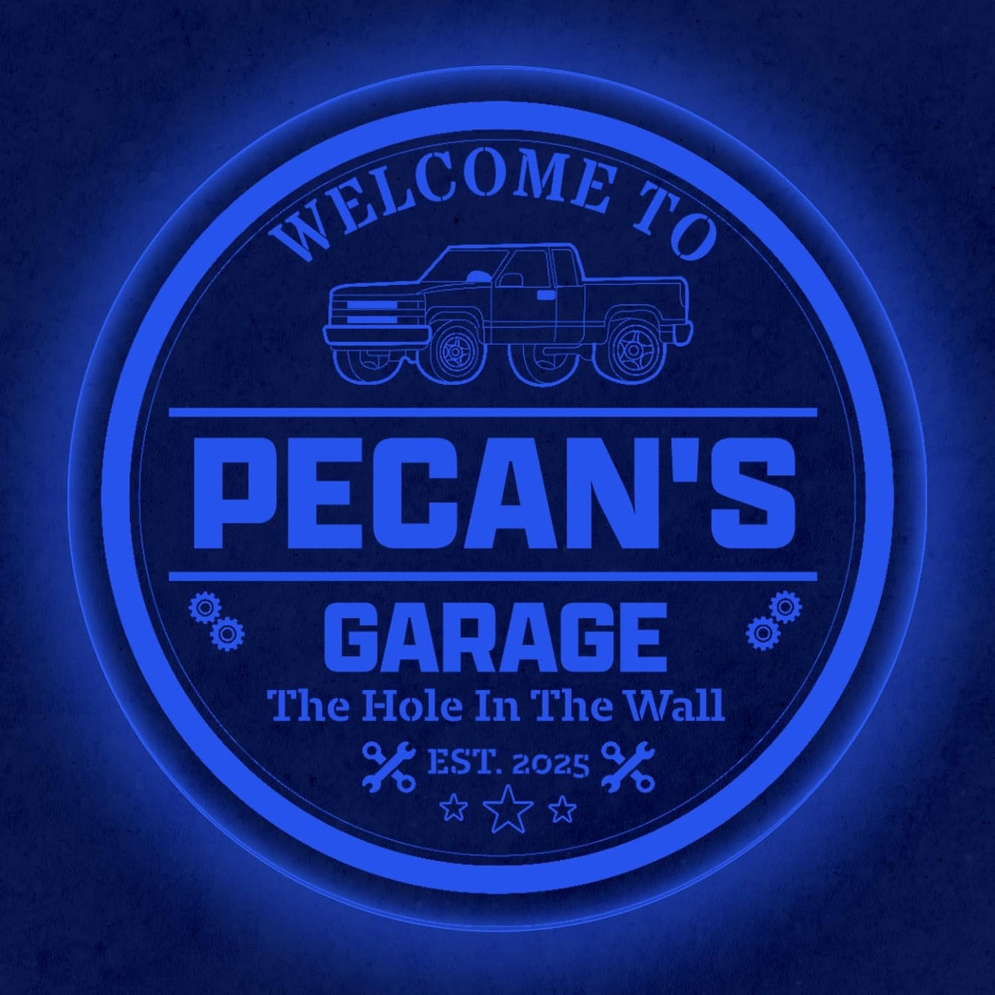 Custom Pickup Truck LED Sign – Personalized Color Changing Acrylic Wall Decor for Garage, Shop, or Man Cave (Garage 2, 20 INCHES)