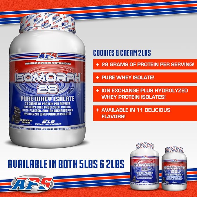 APS Nutrition IsoMorph 28 Protein Powder | Pure Whey Isolate | Cold Pressed, Ultra- Filtered, & Ion Exchange Isolates | 28g Protein | 2 Pound (Cookies & Cream)