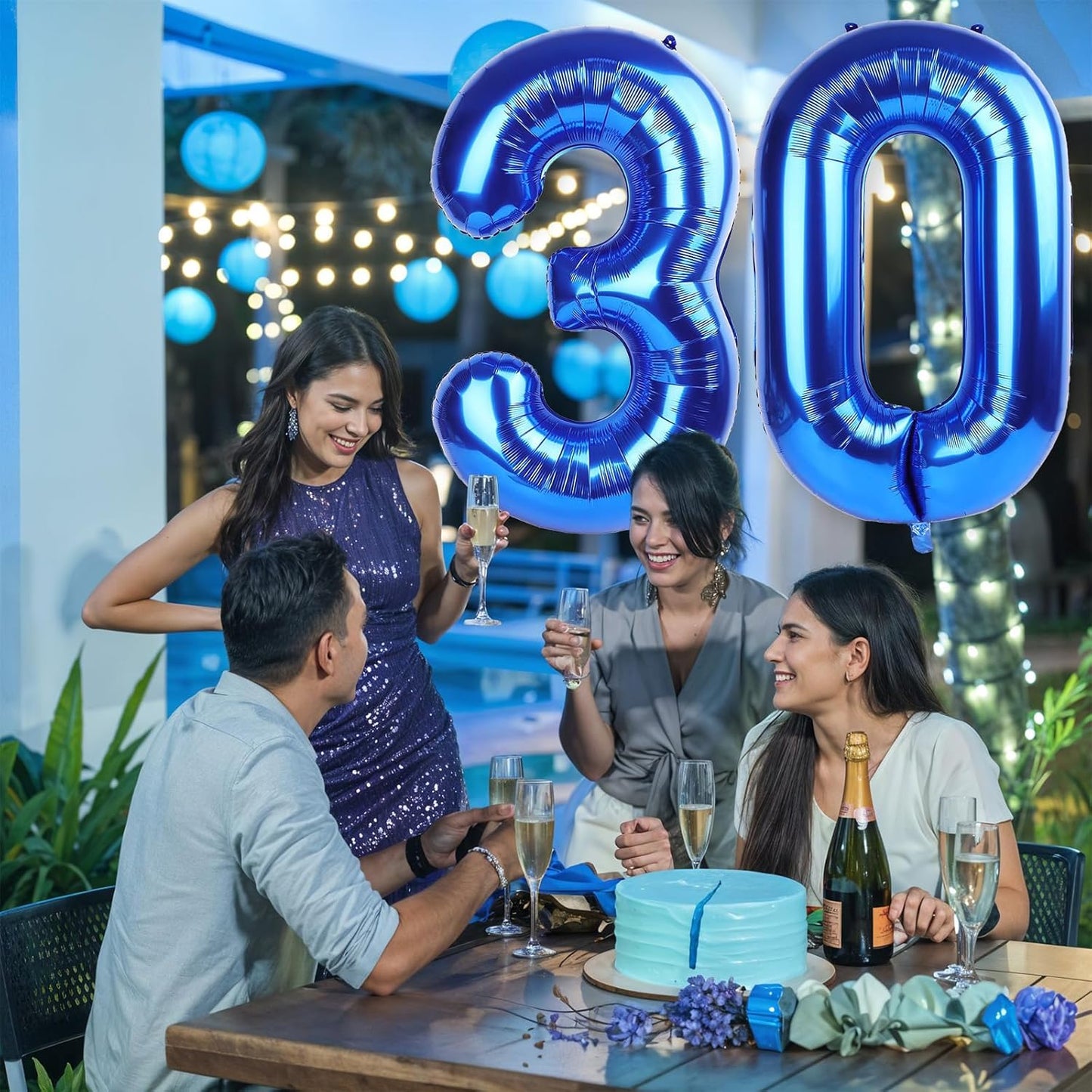 40 Inch Large Numbers Balloons 0-9, Self Inflating Navy Blue Foil Number 0 Helium Balloon Boy Girl, Big Dark Royal Blue Digit 0 Balloons for Women Men 30 40 50 60 70 80 100 Birthday Party Decoration