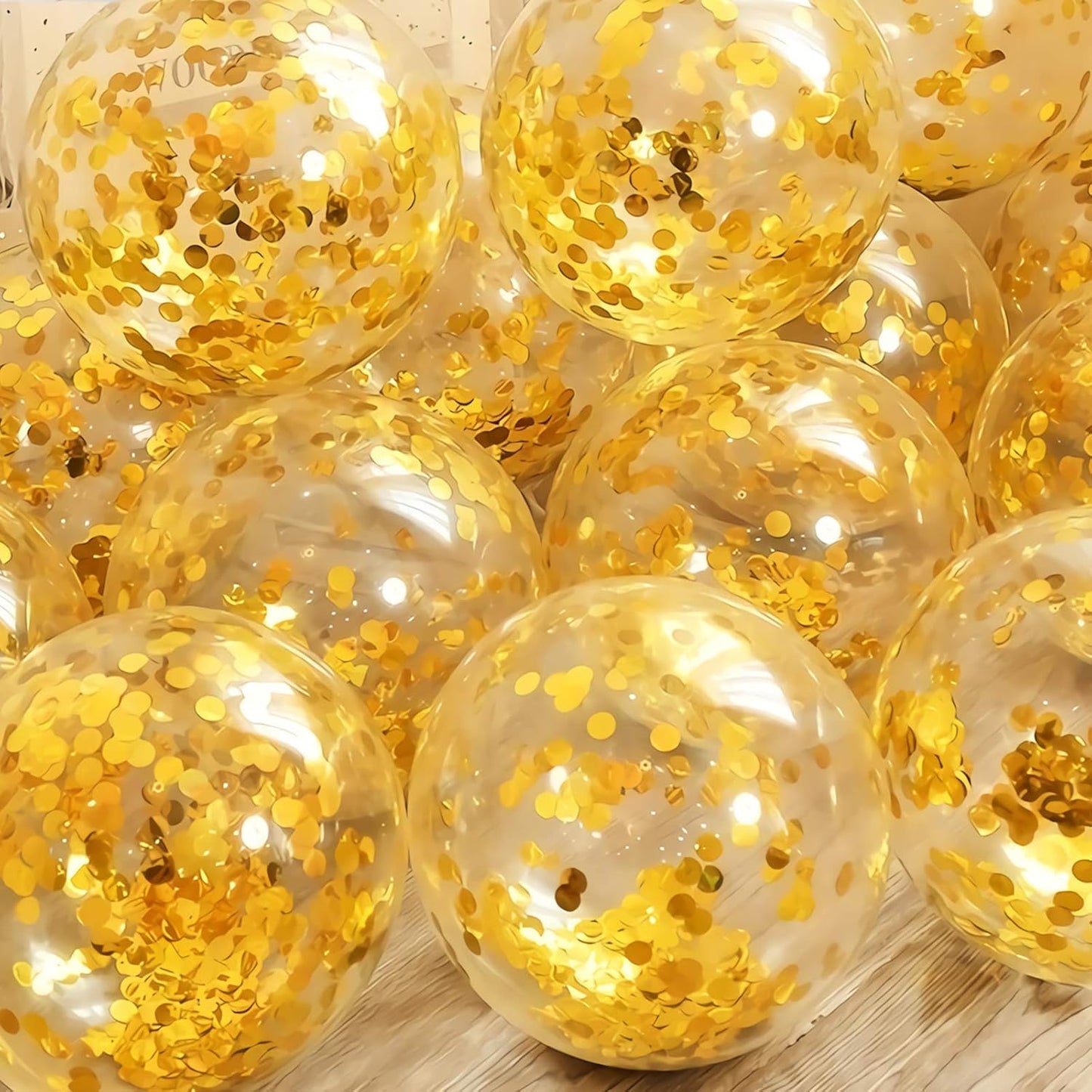 Gold Confetti Balloons, 25 Pcs Thickened 12 Inch Clear Latex Balloon with Confetti Inside for Graduation Decorations Engagement Bridal Shower Party Baby Shower Birthday Party Decoration Supplies