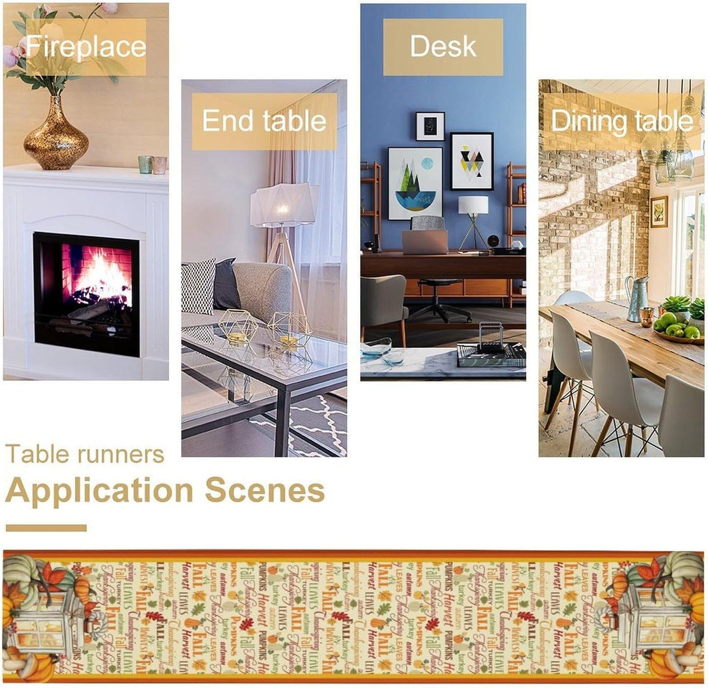 Autumn Table Runner,Farmhouse Leaves Pumpkin Thanksgiving Table Cloth for Kitchen Dining Table Decoration Home Party Decor 13x60 Inch