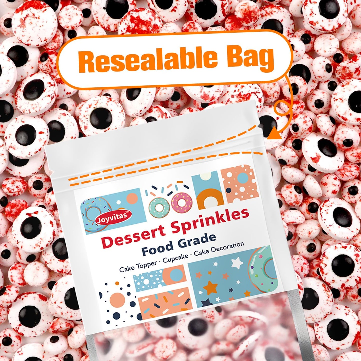 Halloween Edible Bloody Red Eyeballs Eye Ball, Candy Eyeballs Mix Sprinkles for Cake Decorating, 150g/5.29oz, Perfect for Cake Decoration, Cupcake Decorations Ice Cream Toppings