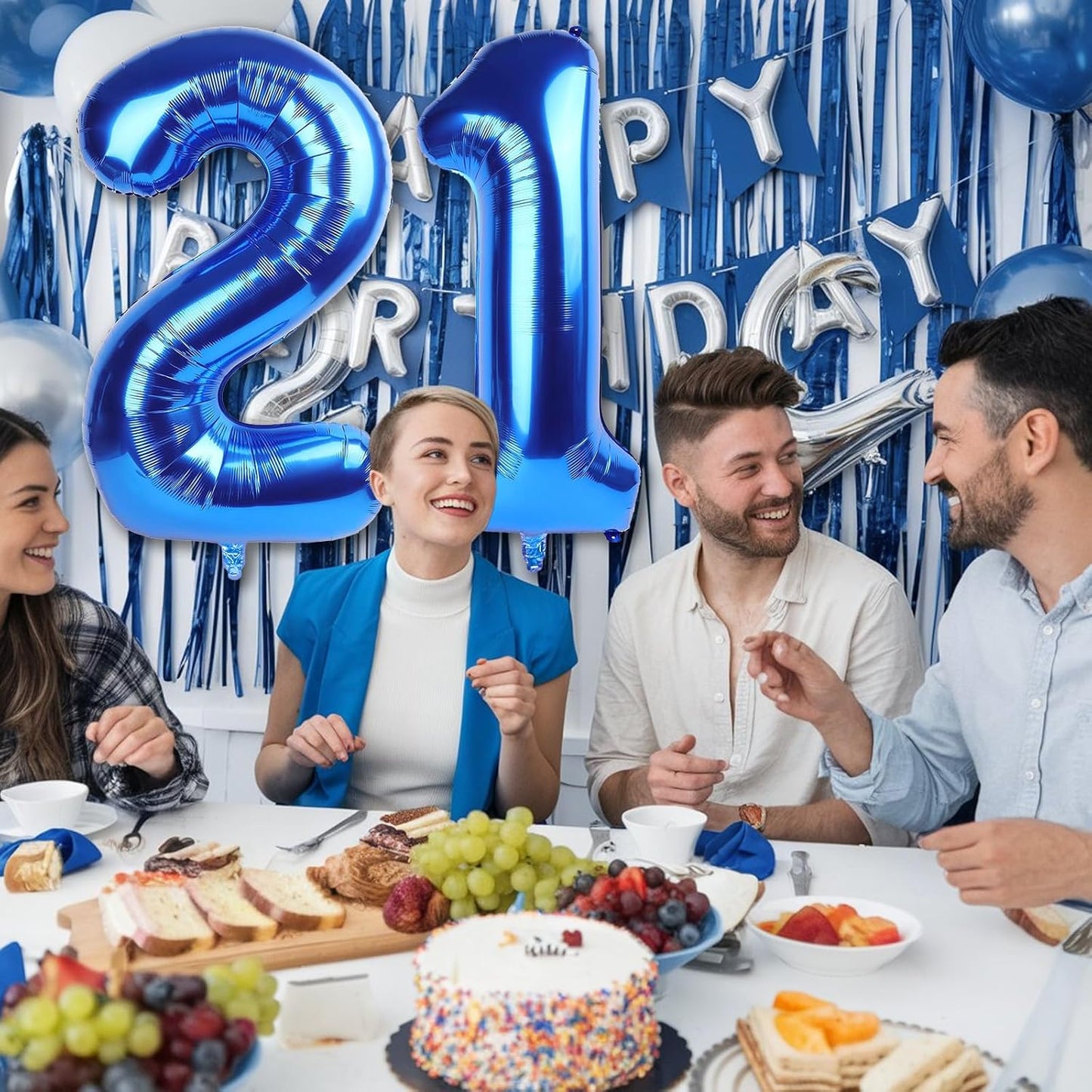 Navy Blue 21st Birthday Balloons for Him, 40 Inch Dark Royal Blue Foil 21 Balloon Numbers for Men, 21 Birthday Party Balloons Numbers 2 and 1 for Women Men 12th 21st Anniversary Decorations Supplies