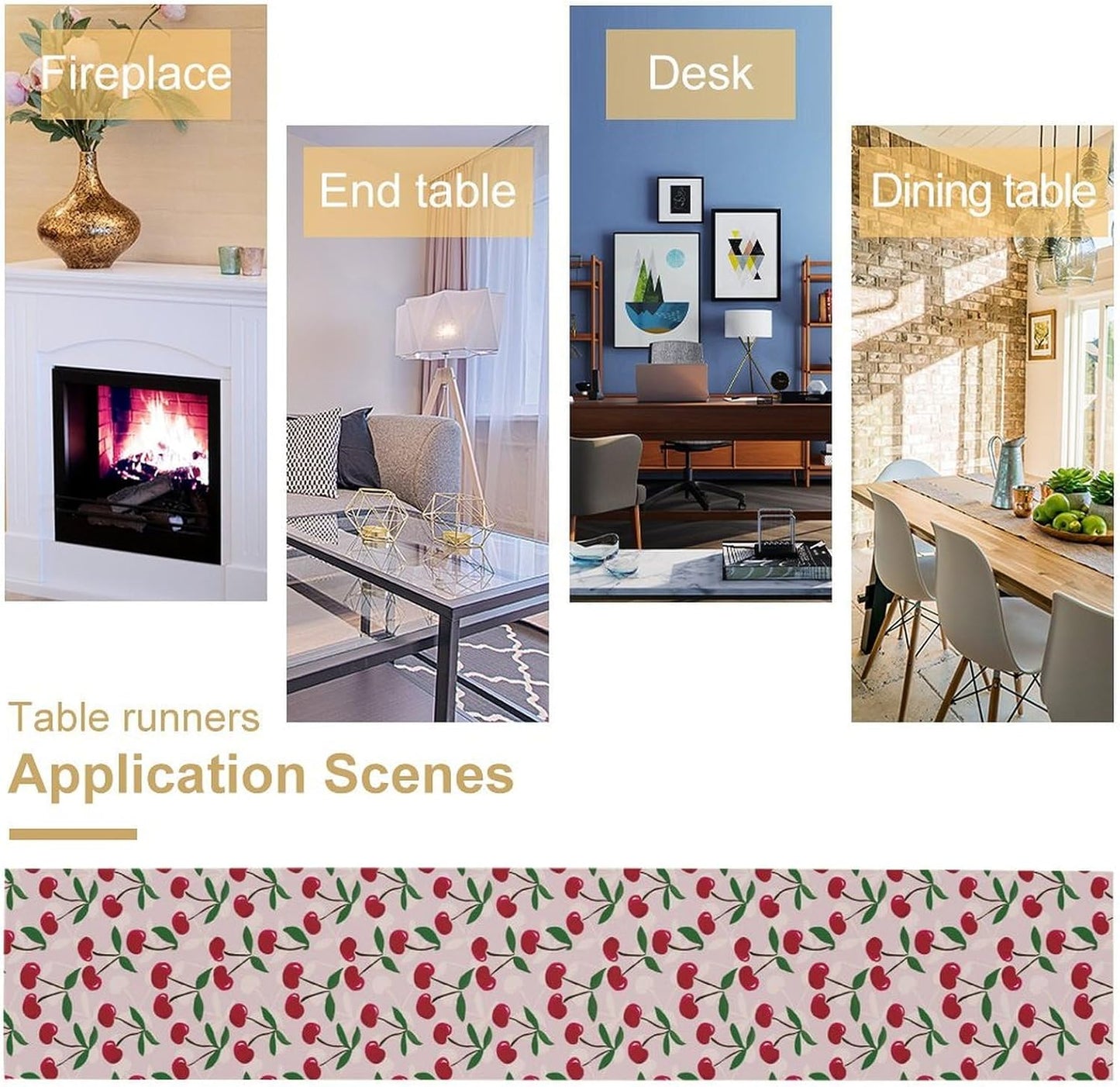 Cherry Table Runner,Spring Summer Fruit Table Runner for Kitchen Dining Table Home Party Decoration 13x120 Inch